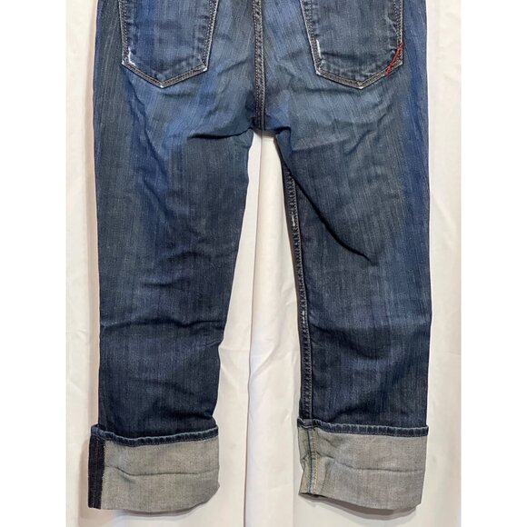 Banana Republic Womens Distressed Denim Jeans Size 4 Cuffed Hem Medium Wash Cott - Picture 6 of 11